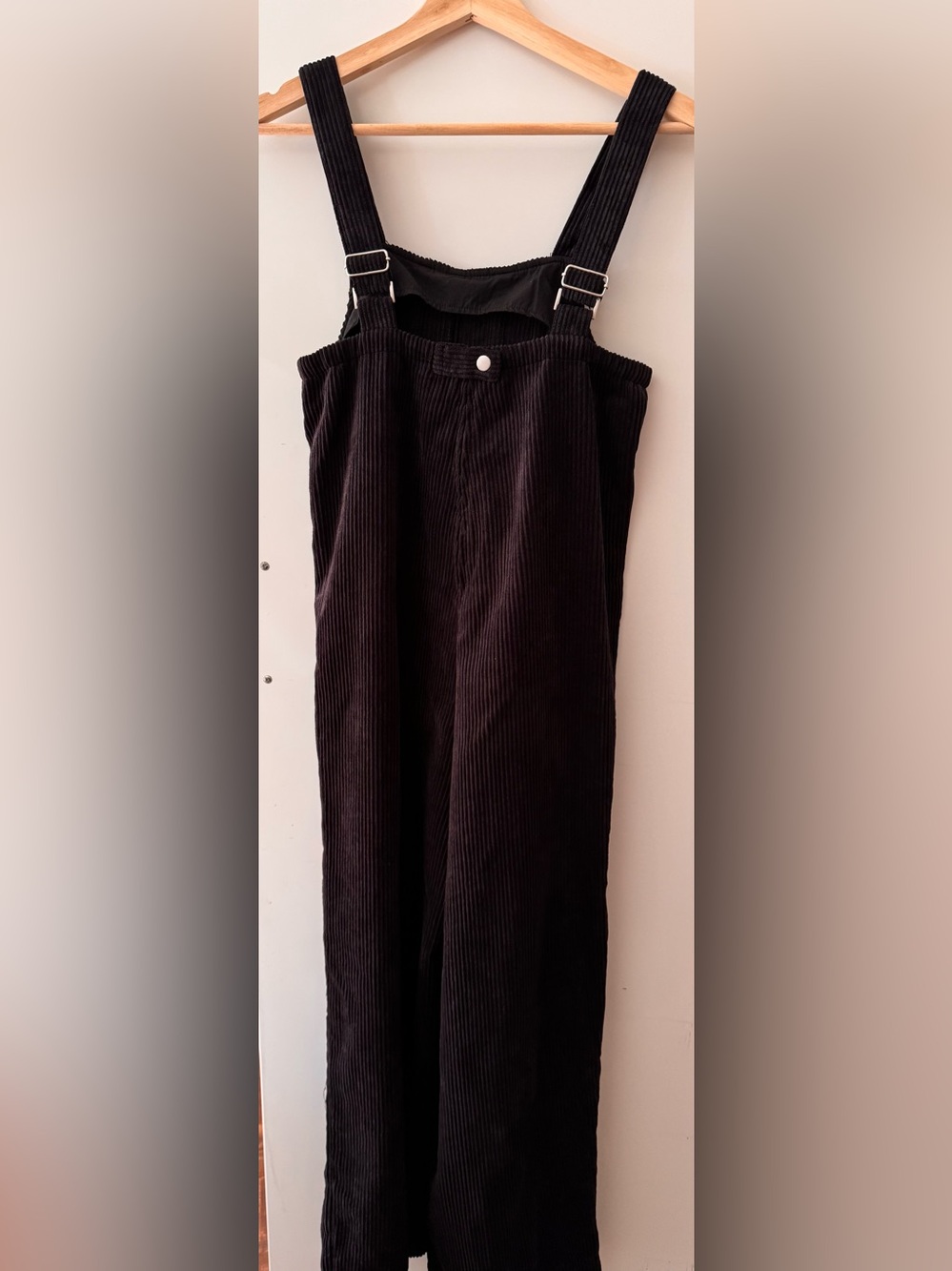 Twik Simons Black Corduroy Wide Leg Overalls Jumpsuit XS